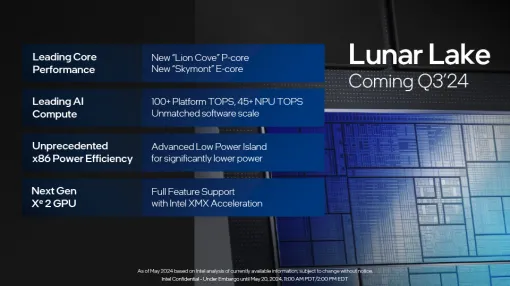 薄型ノートPC向け次世代CPU「Lunar Lake」は2024年第3四半期に登場