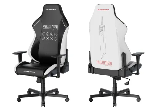 『FF7 リバース』コラボゲーミングチェアがDXRacerから登場。クールなモノトーン、背面にはバスターソードを飾る