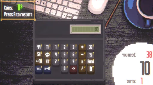 ローグライク電卓計算ゲーム『Calculate It』発表、7月6日早期アクセス配信へ。ボタンを押せる回数はそれぞれ有限、カスタマイズで工夫しながら目標の数字を求める