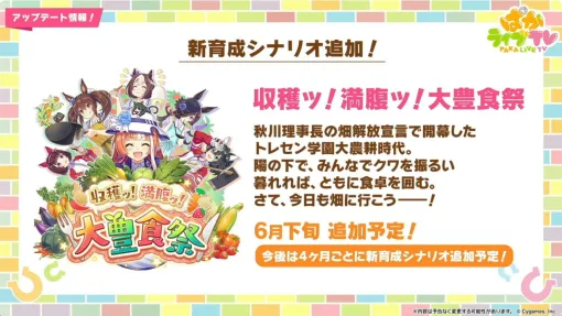 【ウマ娘】ぱかライブTV42まとめ予定地。配信は本日（6/24）20時から。新育成シナリオ“収穫ッ！満腹ッ！大豊食祭”の詳細や新たなウマ娘たちが発表予定