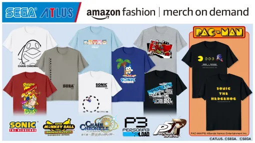 セガ/アトラス作品のアパレルがAmazon Merch on Demandに登場