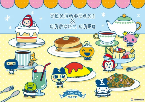 カプコンカフェ池袋店＆梅田店にて「たまごっち」とのコラボが9月20日より開催！まめっちたちが店員になりきっているメインビジュアルが公開