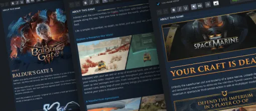 「Steam」，ストアページの説明を直感的に編集できるビジュアルエディタを実装。Wordなどの下書きもそのままコピペできるように