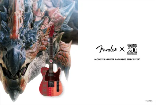 『モンハン』20周年記念。ギターブランド‟Fender”とコラボした‟火竜 リオレウス”モチーフのテレキャスターが発売決定