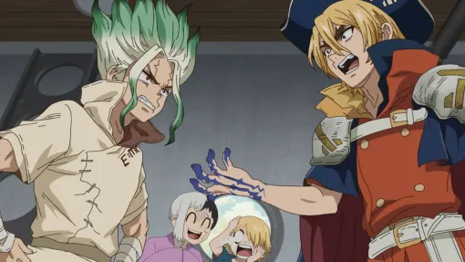 アニメ『Dr.STONE SCIENCE FUTURE』4期1話“RYUSUI VS. SENKU”あらすじ＆先行カットが公開。宝島での激戦の末、司が科学王国の仲間に。千空たちは“月面着陸計画”を始動する