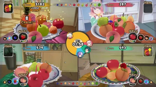 最大4人対戦できる『スイカゲーム』風3Dパズル、『フルーツマウンテン パーティ』発表。フルーツをどんどんくっつけ積み上げる