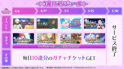 「Re:ゼロから始める異世界生活 Witch’s Re:surrection」，5月30日14：00にサービス終了