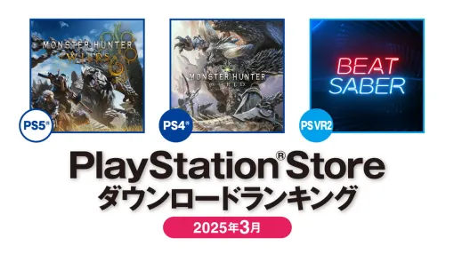 『モンハンワイルズ』がPS5ランキングで前月に続いて首位　『ユミアのアトリエ』が2位　SIE、25年3月のPS StoreのDLランキング発表