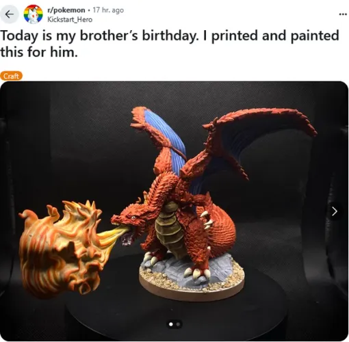 ポケモン好き家族に“超リアル”リザードンをプレゼント。3Dプリンターでの造形力＆塗装スキルは愛が生み出す技
