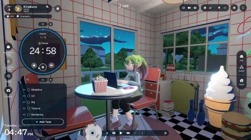『gogh（ゴッホ）: Focus with Your Avatar』アニメ調アバターの作業集中ツールゲー。デモ版から要素追加。チルい音楽とともにアバターやルーム編集機能も