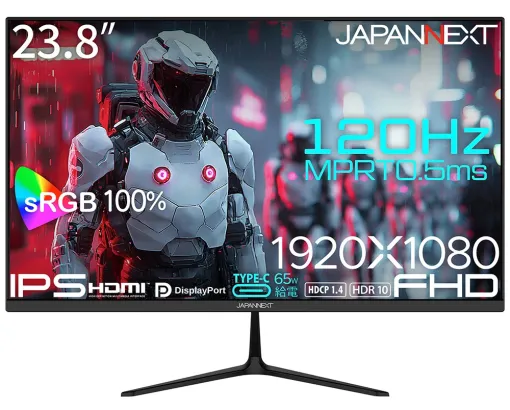 USB Type-C接続が可能で120Hz表示に対応した23.8型フルHDディスプレイがJAPANNEXTから発売に