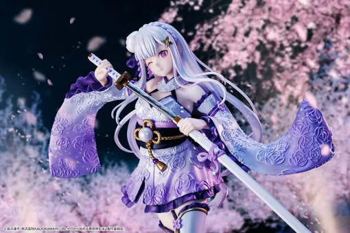 『リゼロ』戦装束のエミリアがフィギュアに。刀を抜かんとする緊張の一瞬をとらえて立体化。特典には可愛らしいウィンク顔パーツが付属