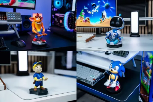 大型マルチスタンド「EXG ケーブルガイズ」新作、続々登場。『アストロボット』や『Fallout』の人気キャラが、コントローラーなどをギュッと抱えてくれる