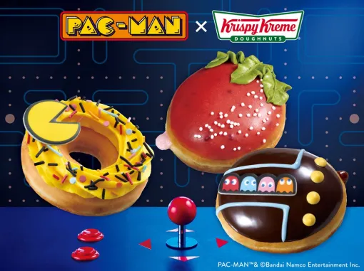 『パックマン』とクリスピー・クリーム・ドーナツがコラボ。パックマン、ゴースト、ストロベリーをモチーフにしたドーナツが5/14より販売開始
