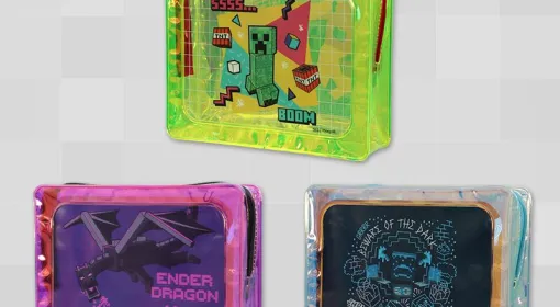 『マインクラフト』新作プライズのポーチがメタリック風の色味でかっこいい！ クリーパーなど好みで選べる3デザイン