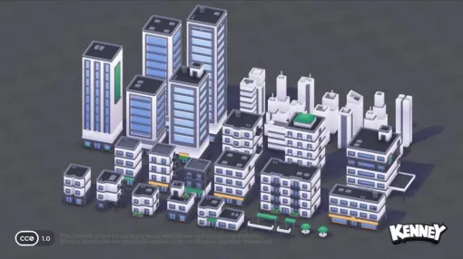 高層ビルやマンションなど40種類以上の3Dモデルが無料。都会の街を作れるモデルパック『City Kit (Commercial)」リメイク版、Webサイト「Kenney」で公開