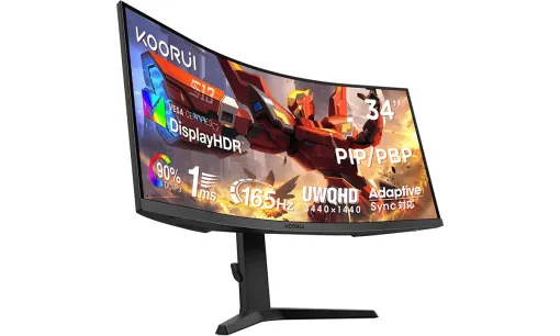 没入感のある曲面パネルを採用したKOORUIのゲーミングウルトラワイドモニター「34E6UC」がAmazonにて40％オフで販売中