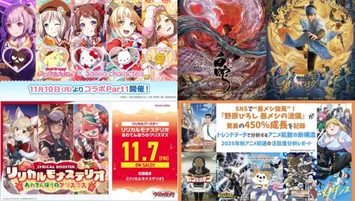 【週刊ブシロード】『ガルパ』×「サンリオキャラクターズ」コラボ、25年秋アニメ初速の注目度分析レポート『野原ひろし 昼メシの流儀』など(25年11月1日~7日) 【週刊ブシロード】『ガルパ』×「サンリオキャラクターズ」コラボ、25年秋アニメ初速の注目度分析レポート『野原ひろし 昼メシの流儀』など(25年11月1日~7日)
