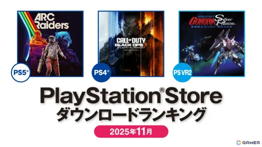 11月のPS Storeダウンロードランキングが発表！PS5は「ARC Raiders」、PS VR2は「機動戦士ガンダム：銀灰の幻影」、基本無料タイトルは「風燕伝」が第1位に