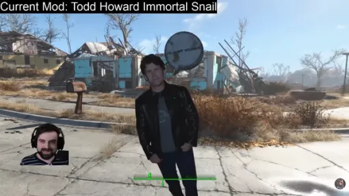 これが「『Fallout 4』史上最悪のMod」だ―公募企画の結果…トッド・ハワード氏の看板（触れると即死）がゆっくりと迫りくる。ナンデ！？