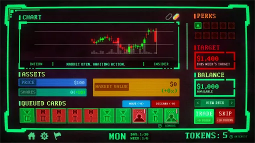 ローグライクデッキ構築ゲーム「Insider Trading」，2026年2月18日に発売予定。チャンスとリスクを見極め，最大利益を狙え