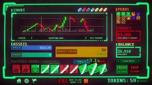 ローグライク株取引ゲーム『Insider Trading』2月18日配信へ。利確かもっと欲張るか、操作した市場に翻弄されるヒリつきデッキビルダー