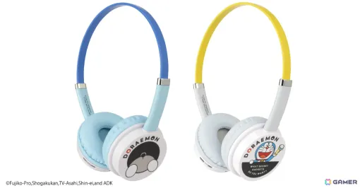 「ドラえもん」のイラスト入りヘッドセットが3月中旬に発売！96gの超軽量設計で長時間使用しても疲れにくい