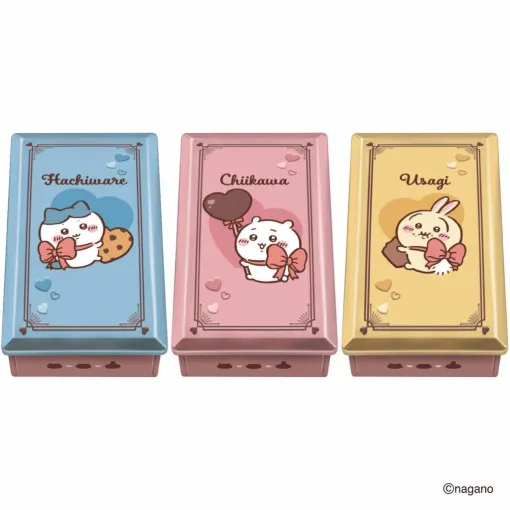 【ちいかわバレンタイン】かわいい缶入りチョコ『ハート ちいかわチョコレート缶』がちいかわ・ハチワレ・うさぎの3缶セットで予約受付中♡