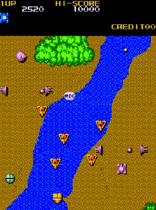 KONAMIのSTG「メガゾーン」がアーケードアーカイブスで2月12日に配信開始。戦車を操縦して敵基地を進み，最奥にあるコアの破壊を目指す